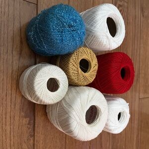 Fine Crochet Yarn Bundle – Elegant Neutrals & Metallic Accents
